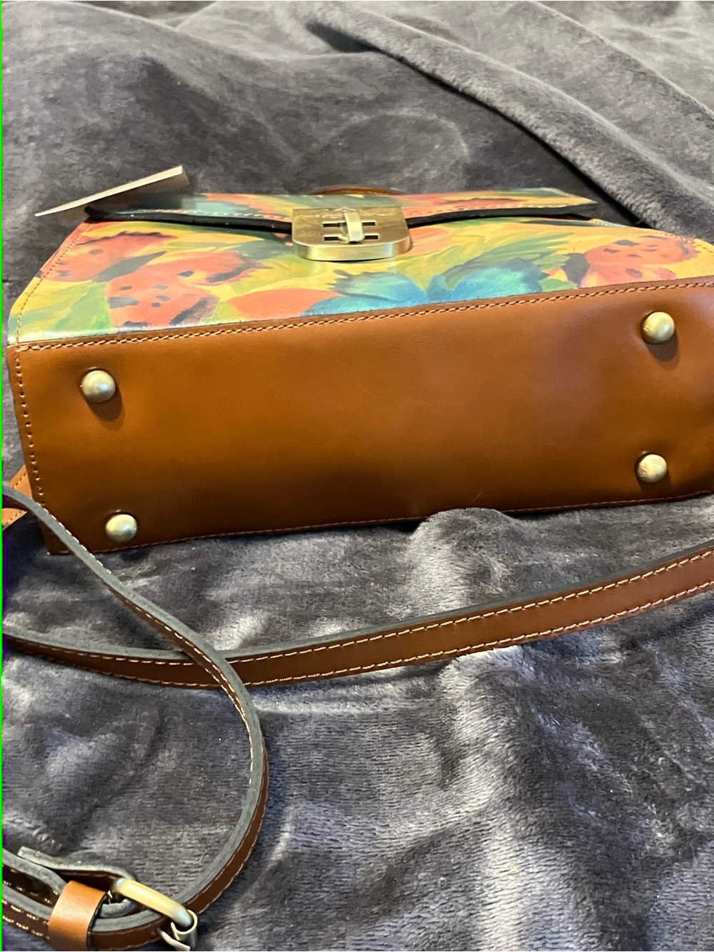 NEW! NWT PATRICIA NASH Chauny Watercolor Butterfly Leather Satchel Bag - Picture 3 of 5